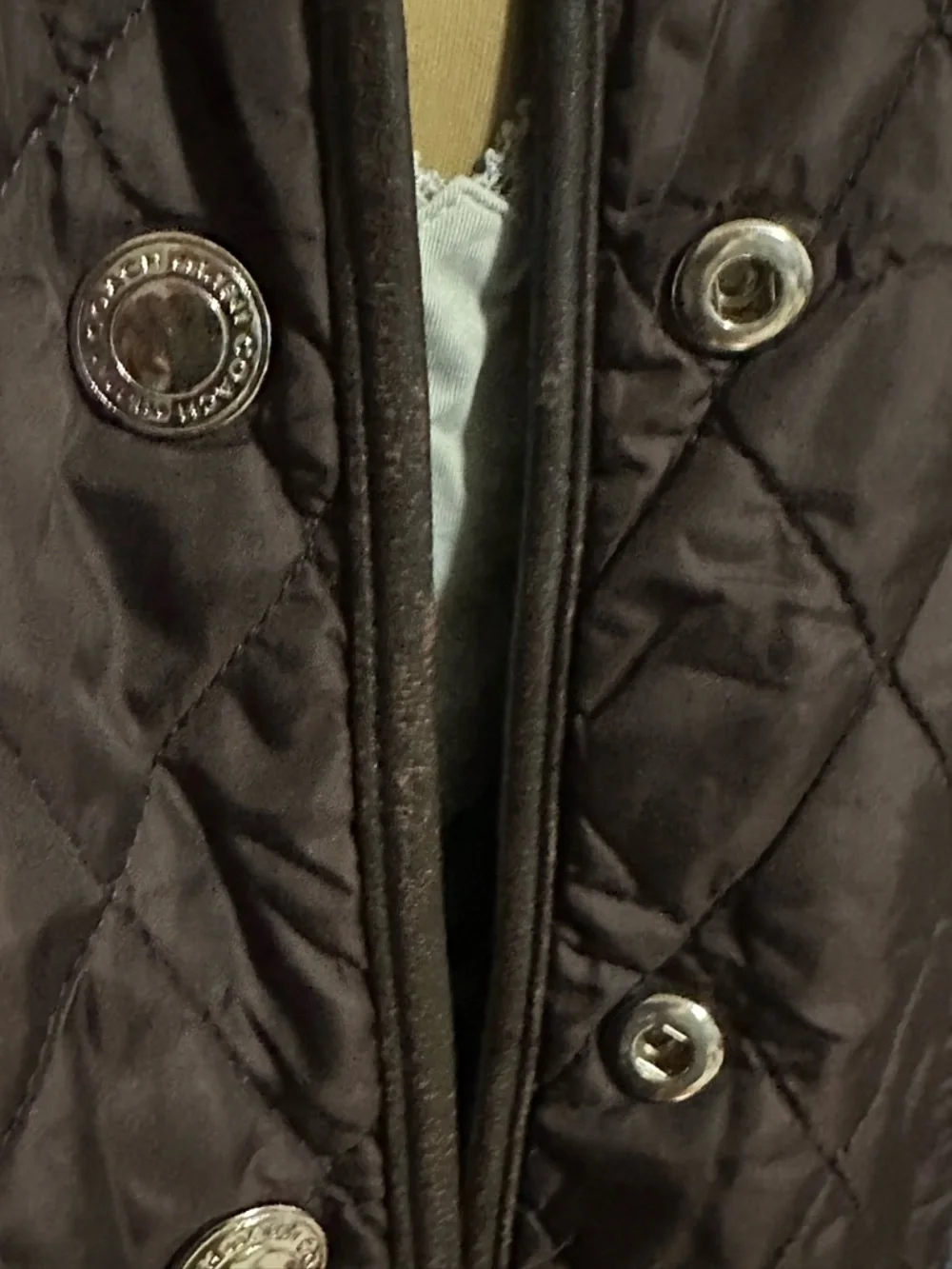 Coach Quilted Brown Diamond-Stitch Puffer Jacket